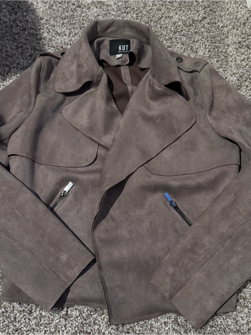 Kut from the Kloth Chocolate Brown Suede Moto Jacket